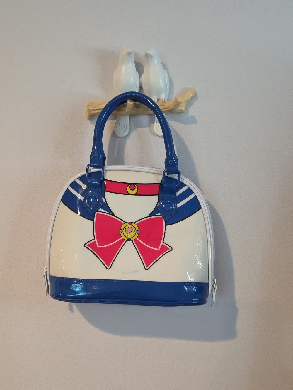 SailorMoon White & Blue Dome Satchel with Pink Bow